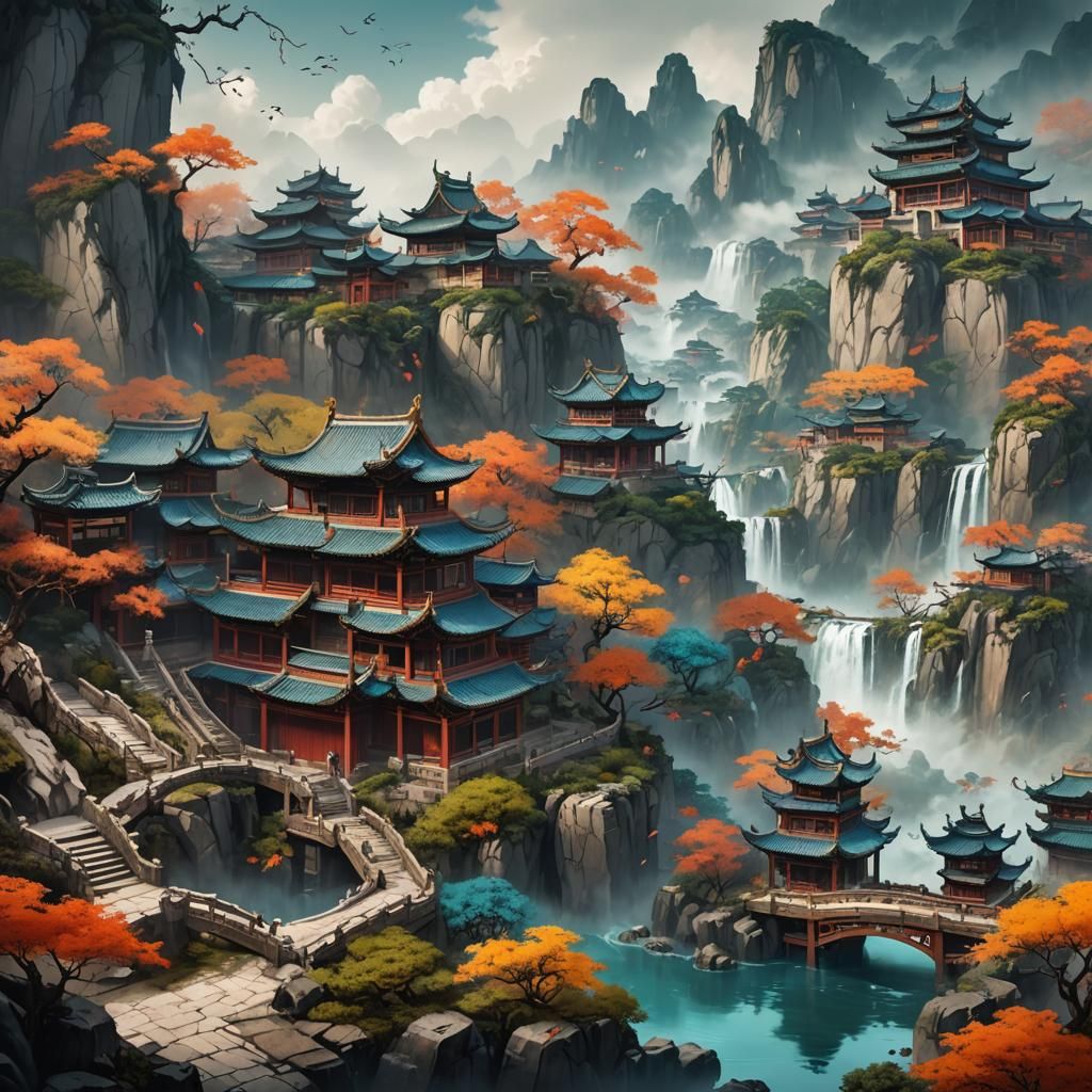 Detailed Chinese Painting Concept Art