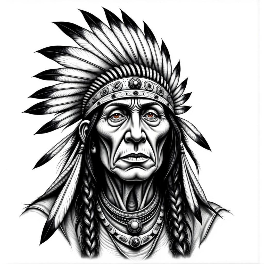 Detailed Portrait of a Cherokee Chief