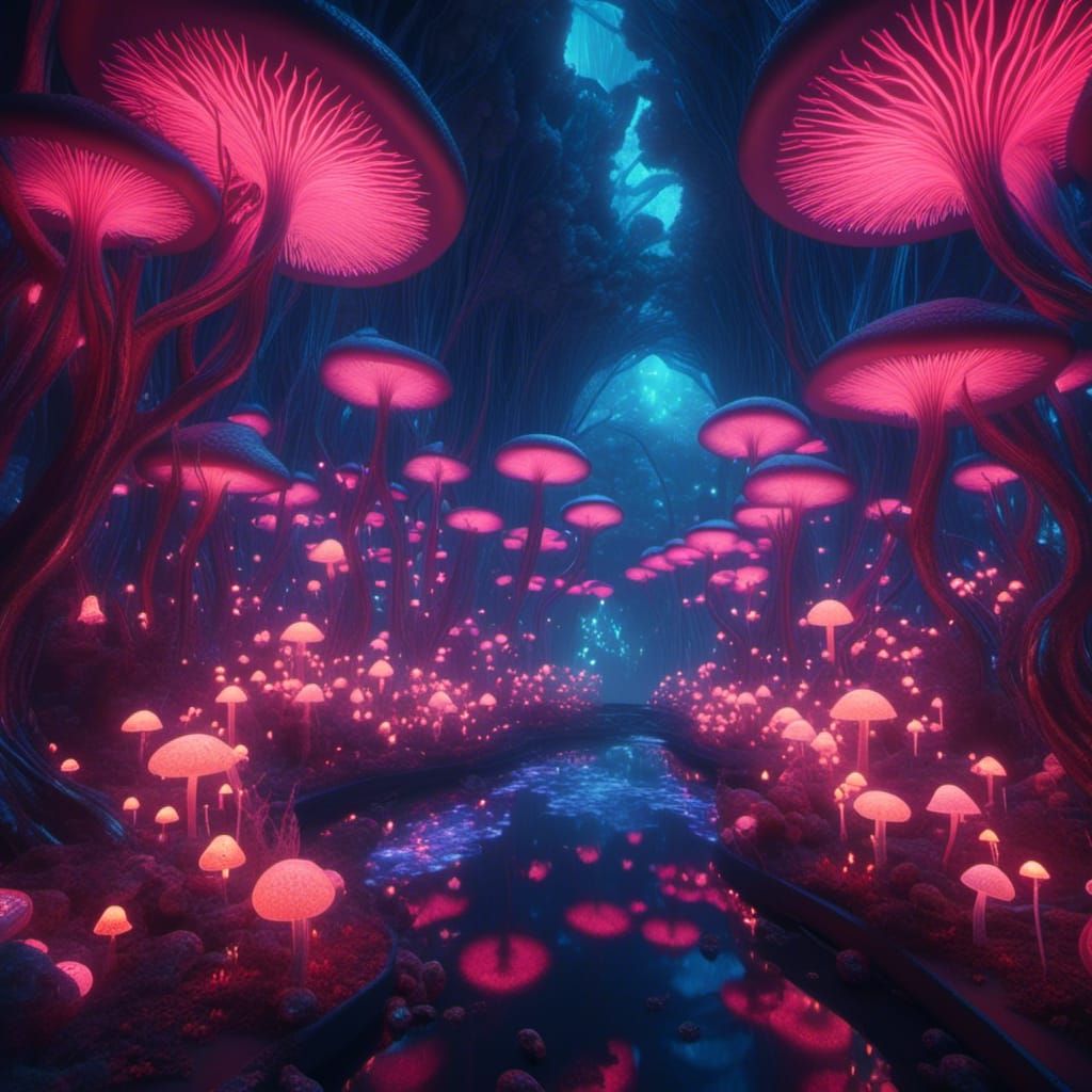 Fluorescent Fish in a Detailed Matte Painting