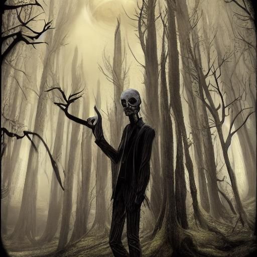 Creepy Faceless Man in Black Suit: Fantasy Art