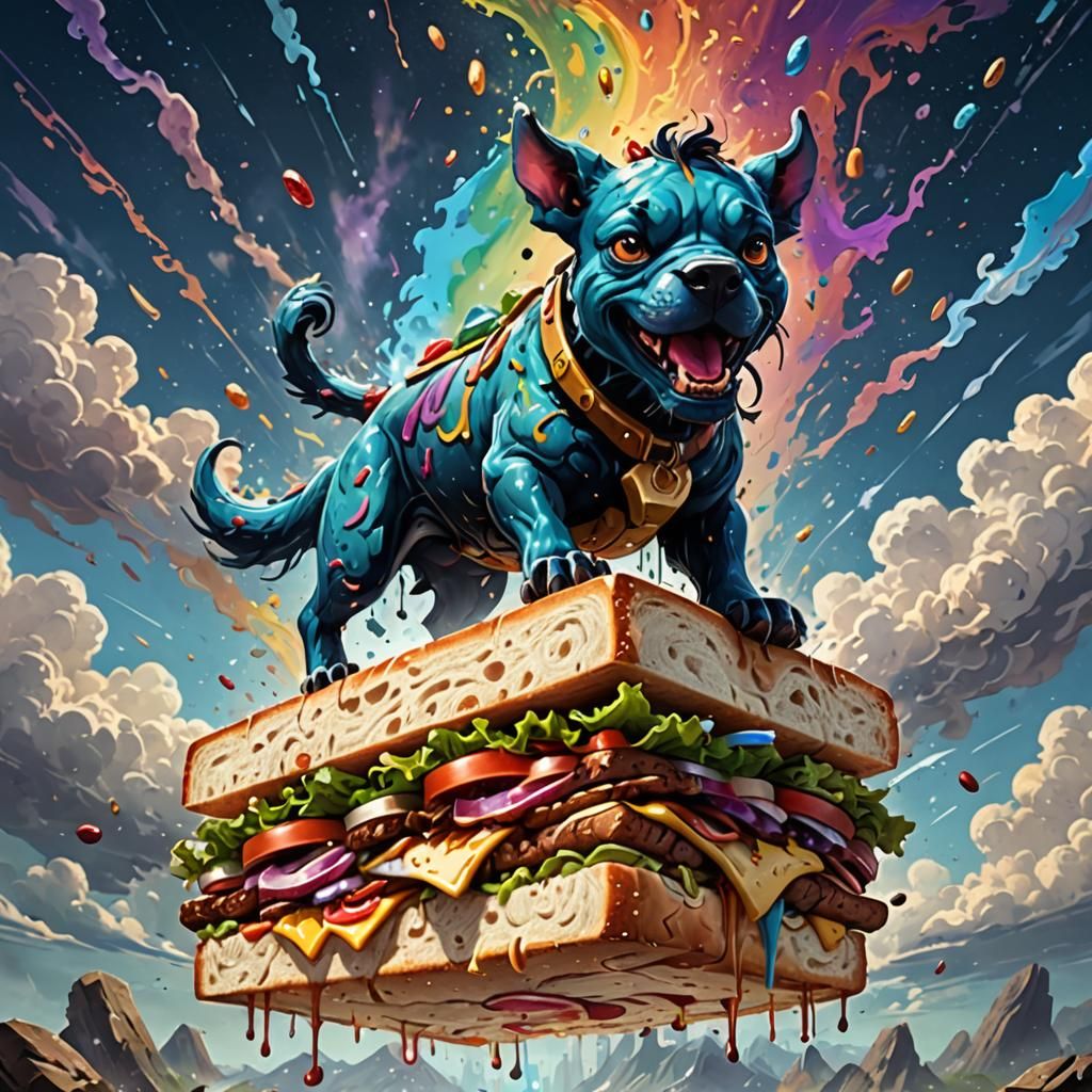 Monstrous Sandwich Roaring Skyward: Detailed Splash Art