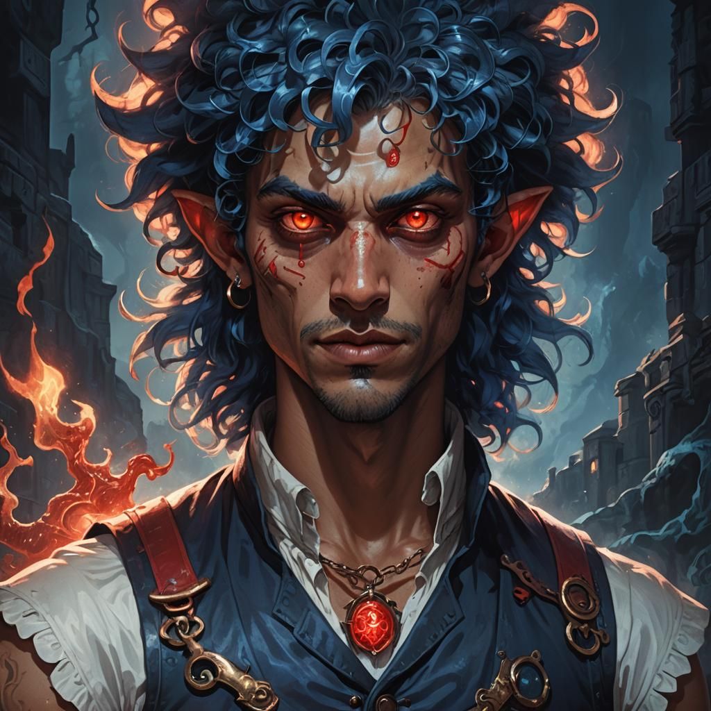 Fantasy Portrait with Glowing Eyes, in Dark Fantasy Style