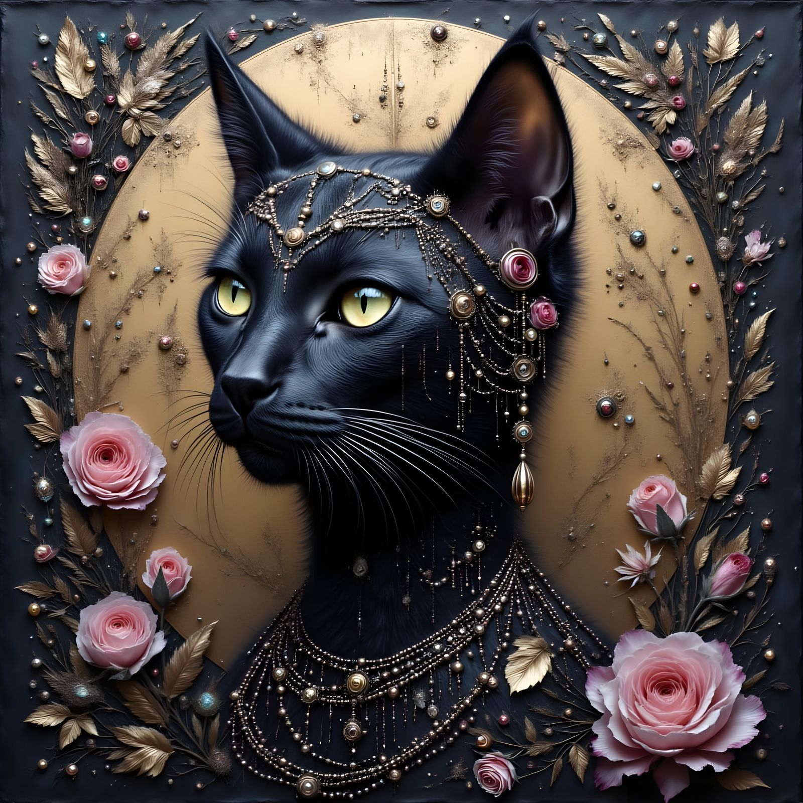 Abstract Gothic Cat-Man with Metallic Details