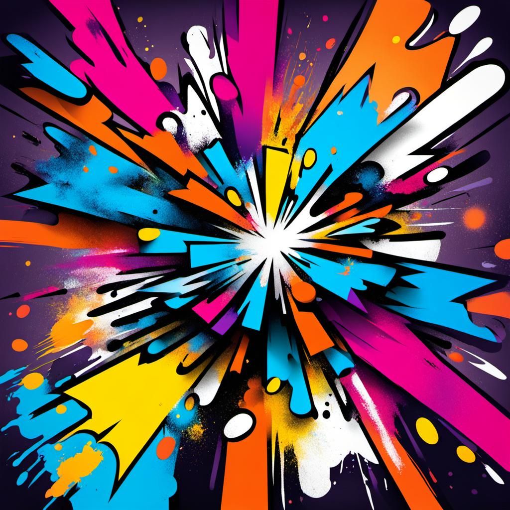 Dynamic Split Color Bursts in Graffiti Style