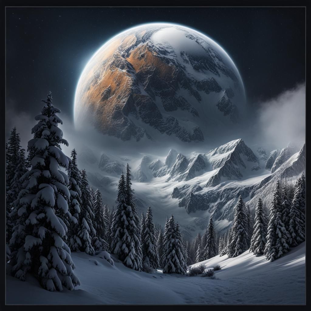 Hyperrealistic Blizzard Scene on Dying Planet