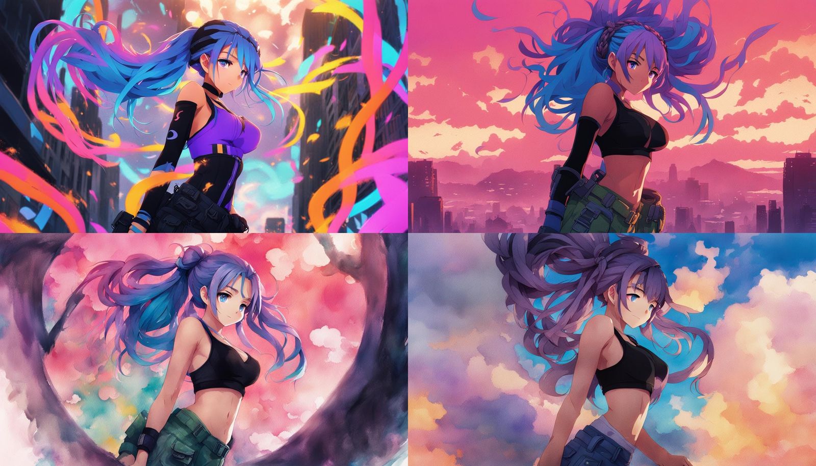 Anime Girl with Braids and Scar, Manga Style