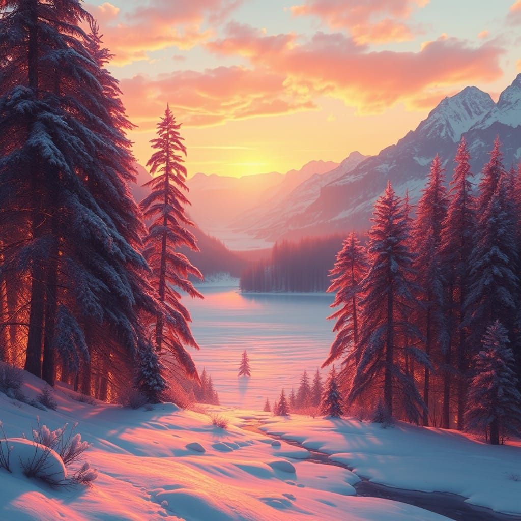 Mystical Winter Solstice Landscape in Unreal Engine 5 Style