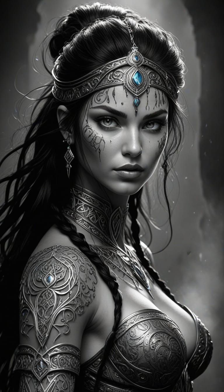 Amazonian Sorceress Channels Ancient Magic in Fiery Display