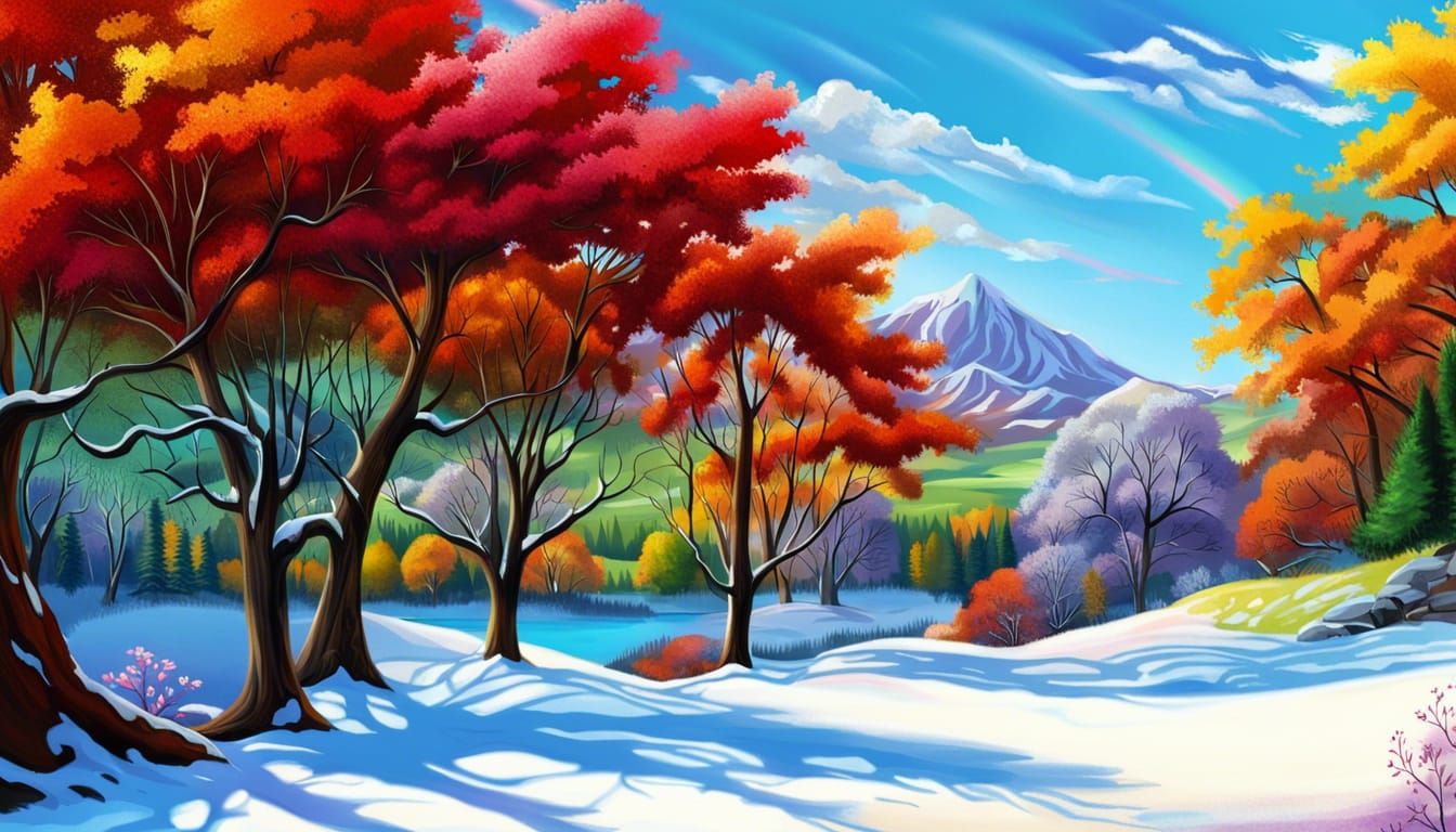 Winter to Spring Landscape in Photorealistic Style