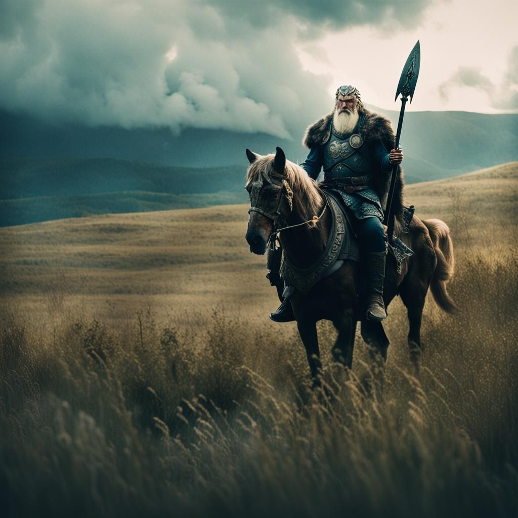 Odin Leads the Wild Hunt: Cinematic Film Still