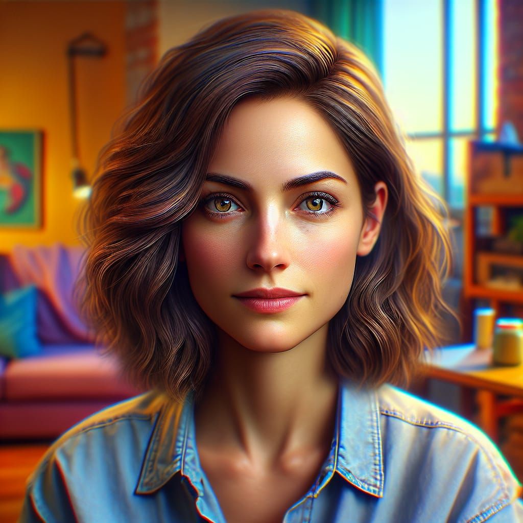 Hyperrealistic Portrait of Woman with Wish Jar