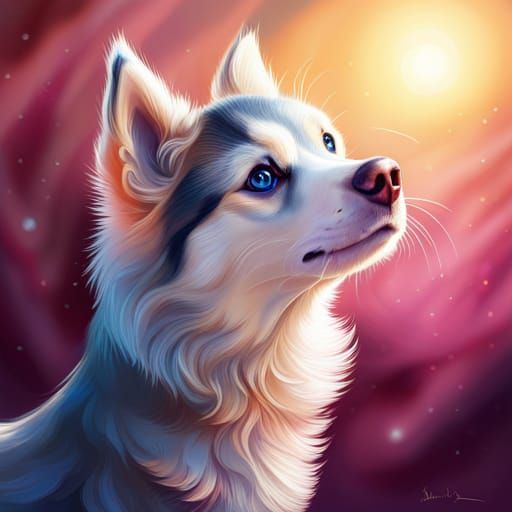 Hyperrealistic Siberian Husky Puppy with Big Eyes