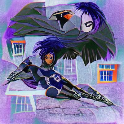 Teen Titans' Raven in Classic Comic Style