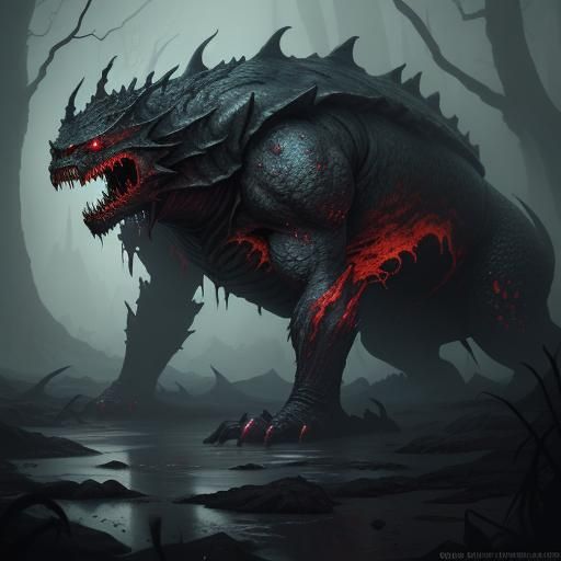 Epic Quagmire Beast in Dark Fantasy Style