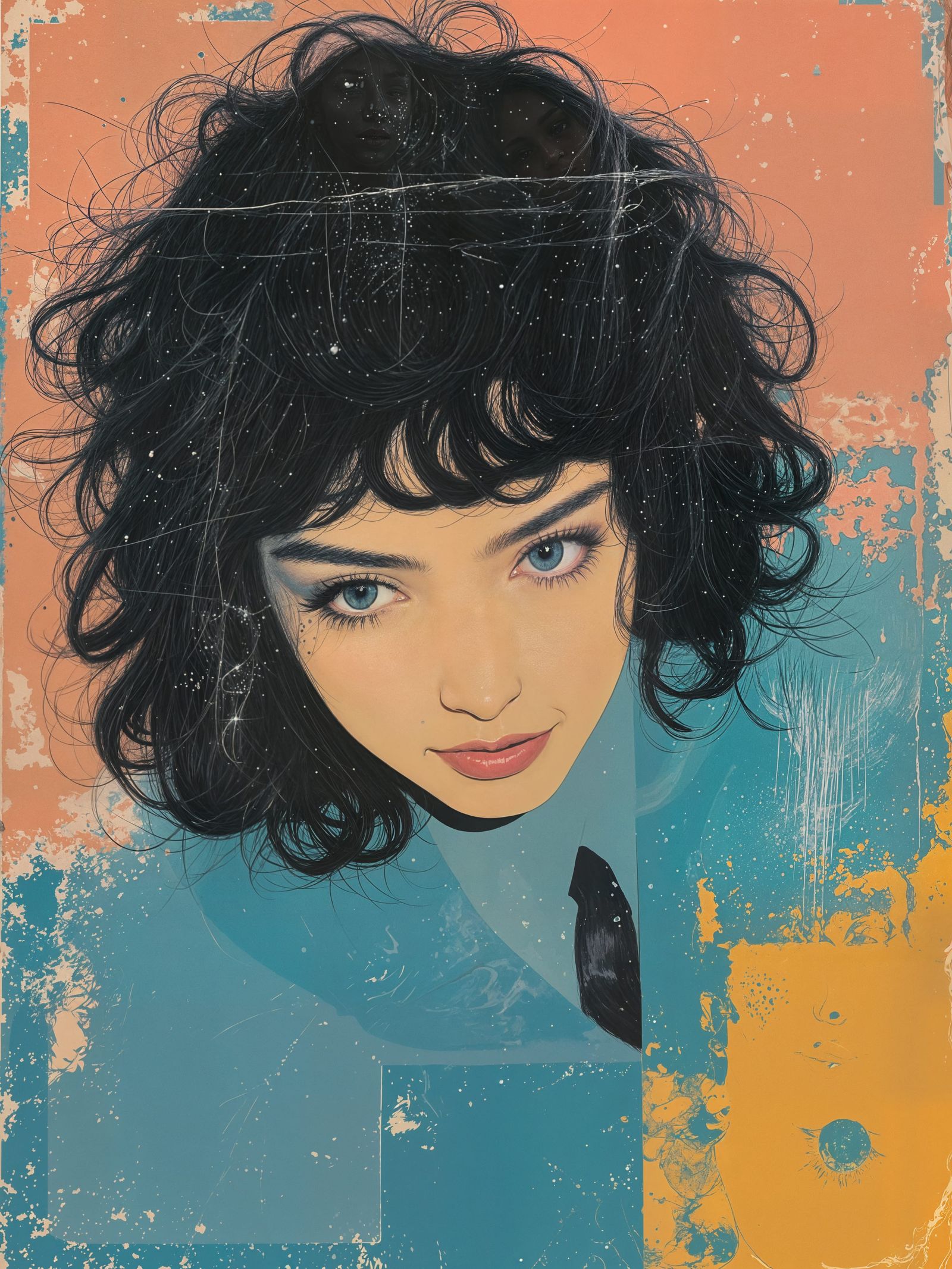 Graphic Novel Portrait of a Young Woman in Vibrant Colors