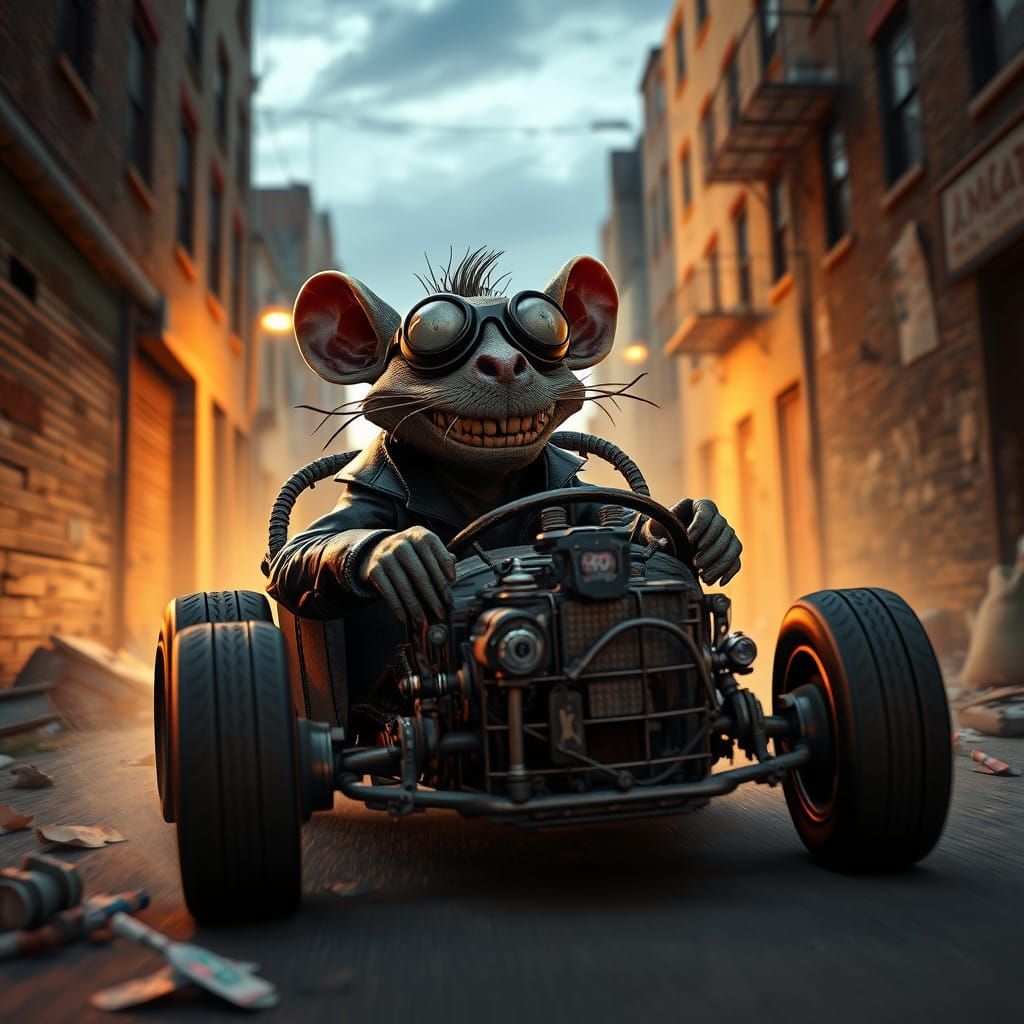 Ratfink Monster Speeds Down Abandoned Alleyway in Gritty 3D...