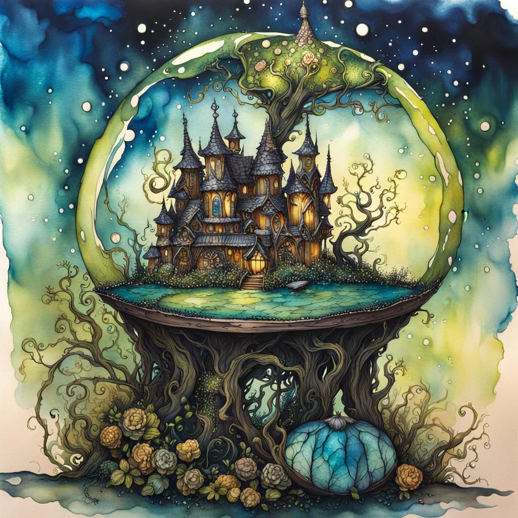 Macabre Fae Pet in Alcohol Ink Style