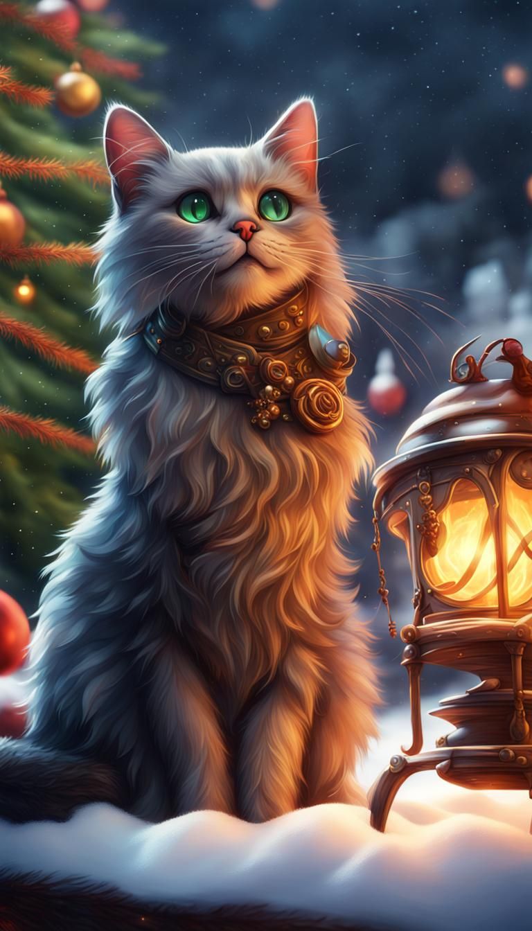 Christmas Cats with Festive Tails: Matte Painting