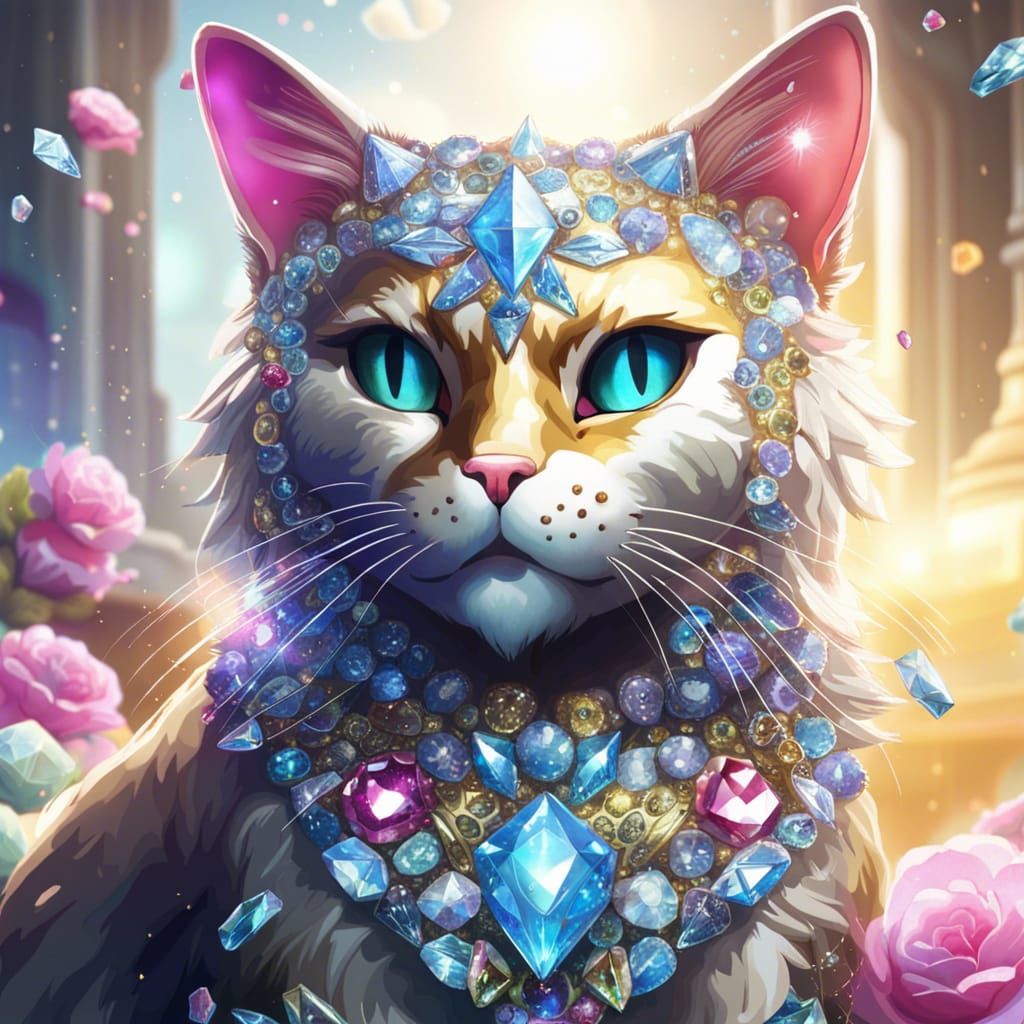 Diamond Cat: Hyperdetailed 8k Resolution Concept Art