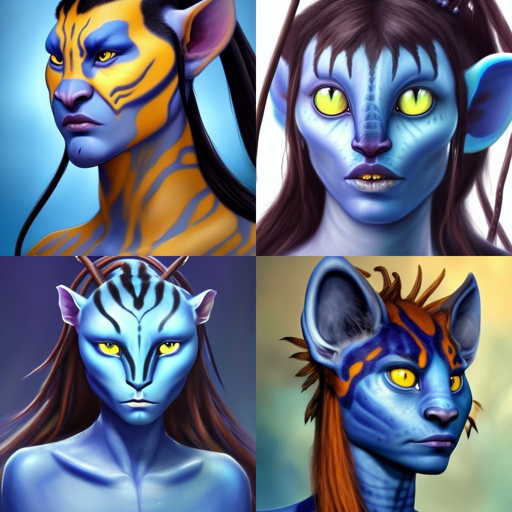 Blue Na'vi Panther: Hyperrealistic Oil Painting