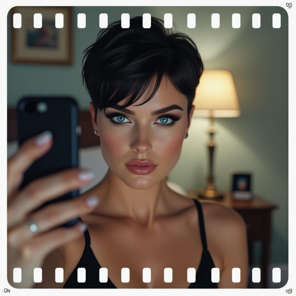 Gothic Woman's Mirror Selfie in Cinematic Lighting