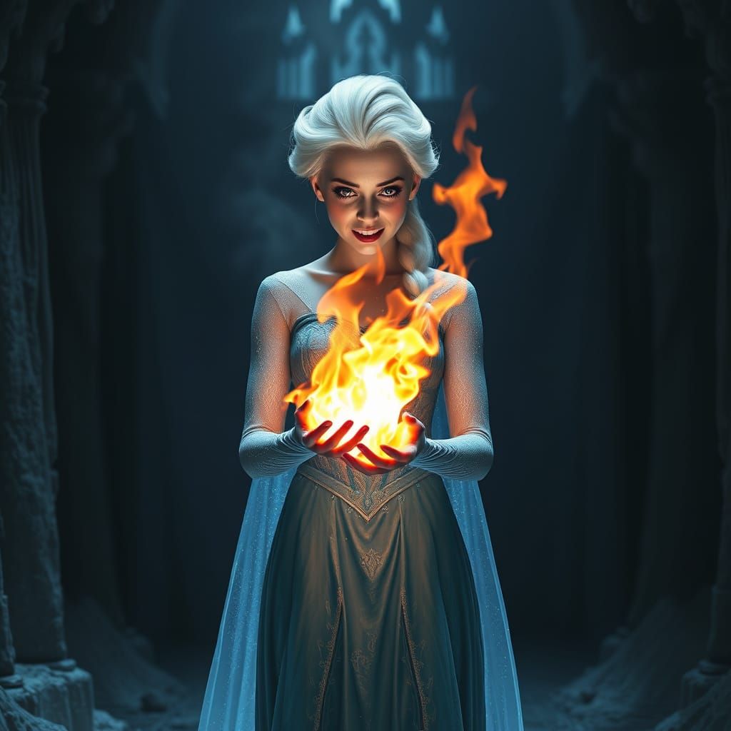 Elsa's Agony: Frozen Queen Battles Blazing Fireball