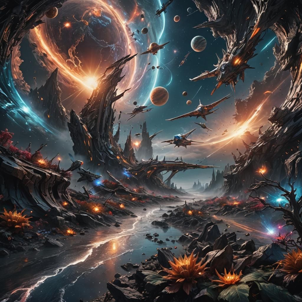 Hyperrealistic Slipstream Cosmic Fantasy in HDR