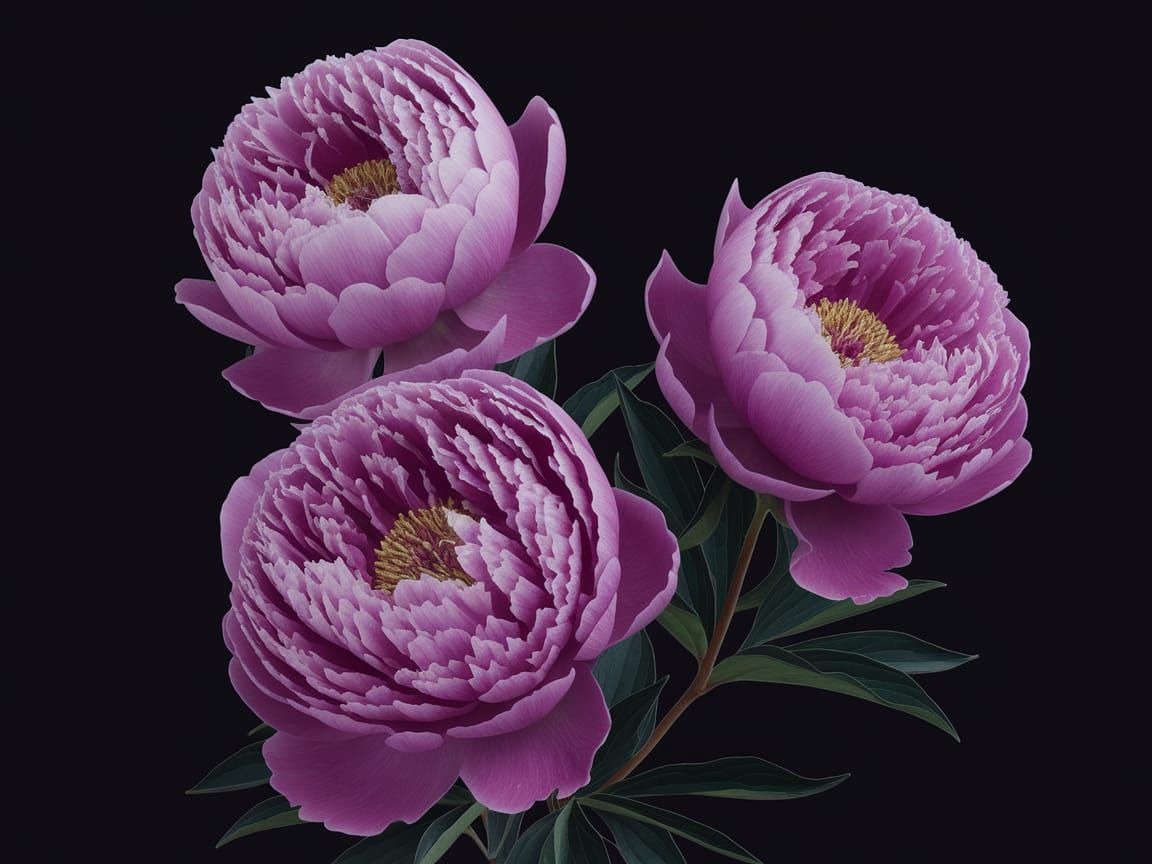 Vibrant Pink Peonies in Realistic Detail