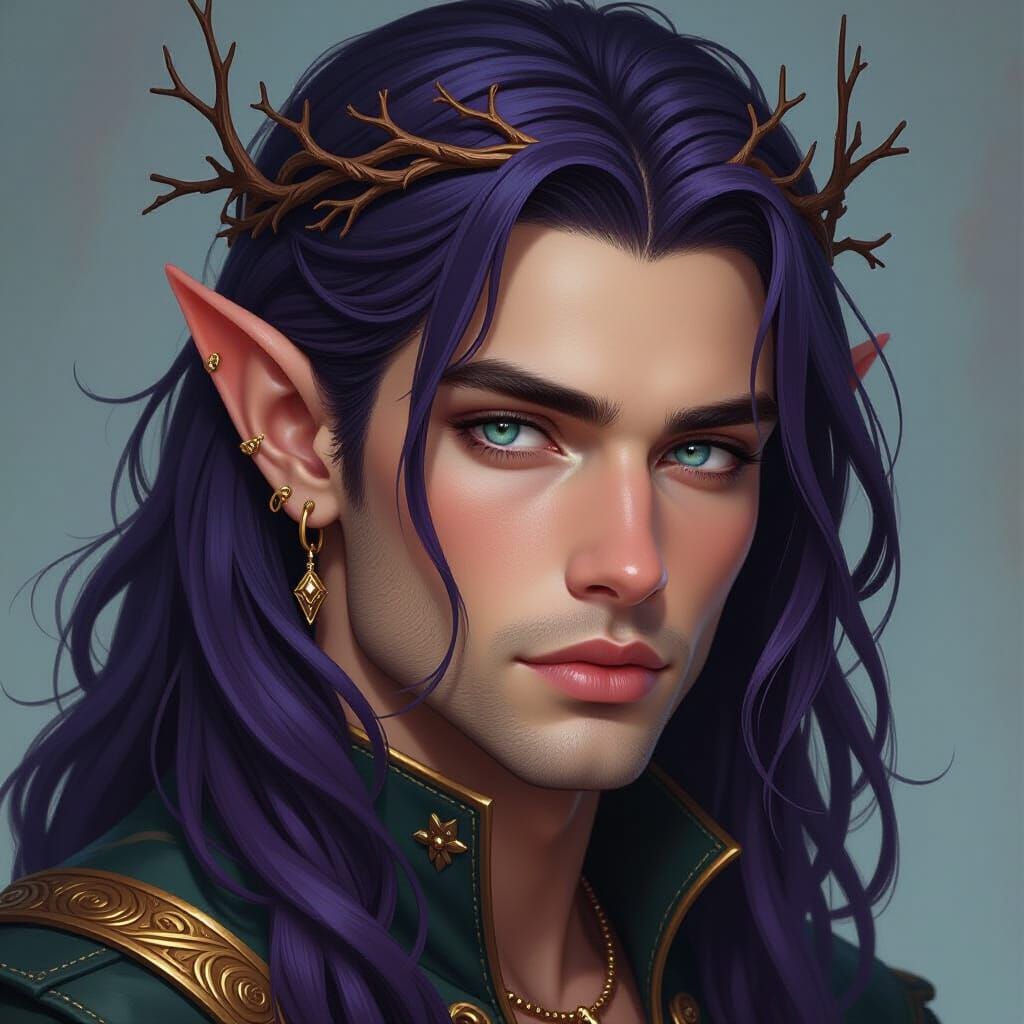 Elf Prince Portrait in Dark Fantasy Style