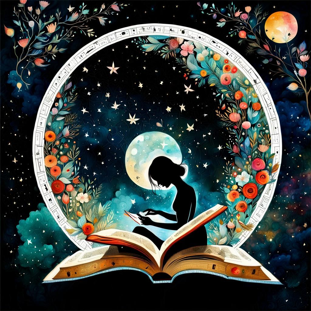 Ethereal Reading Collage with Floral Elements