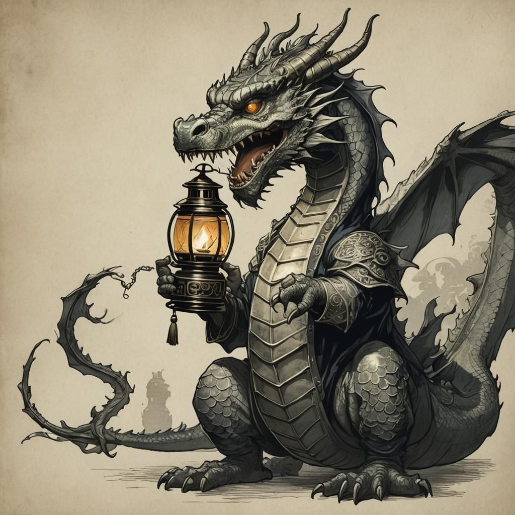 Dragon Holding Lantern in Mouth
