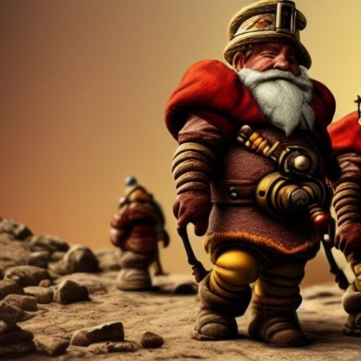 Steampunk Dwarves Mining Crystals