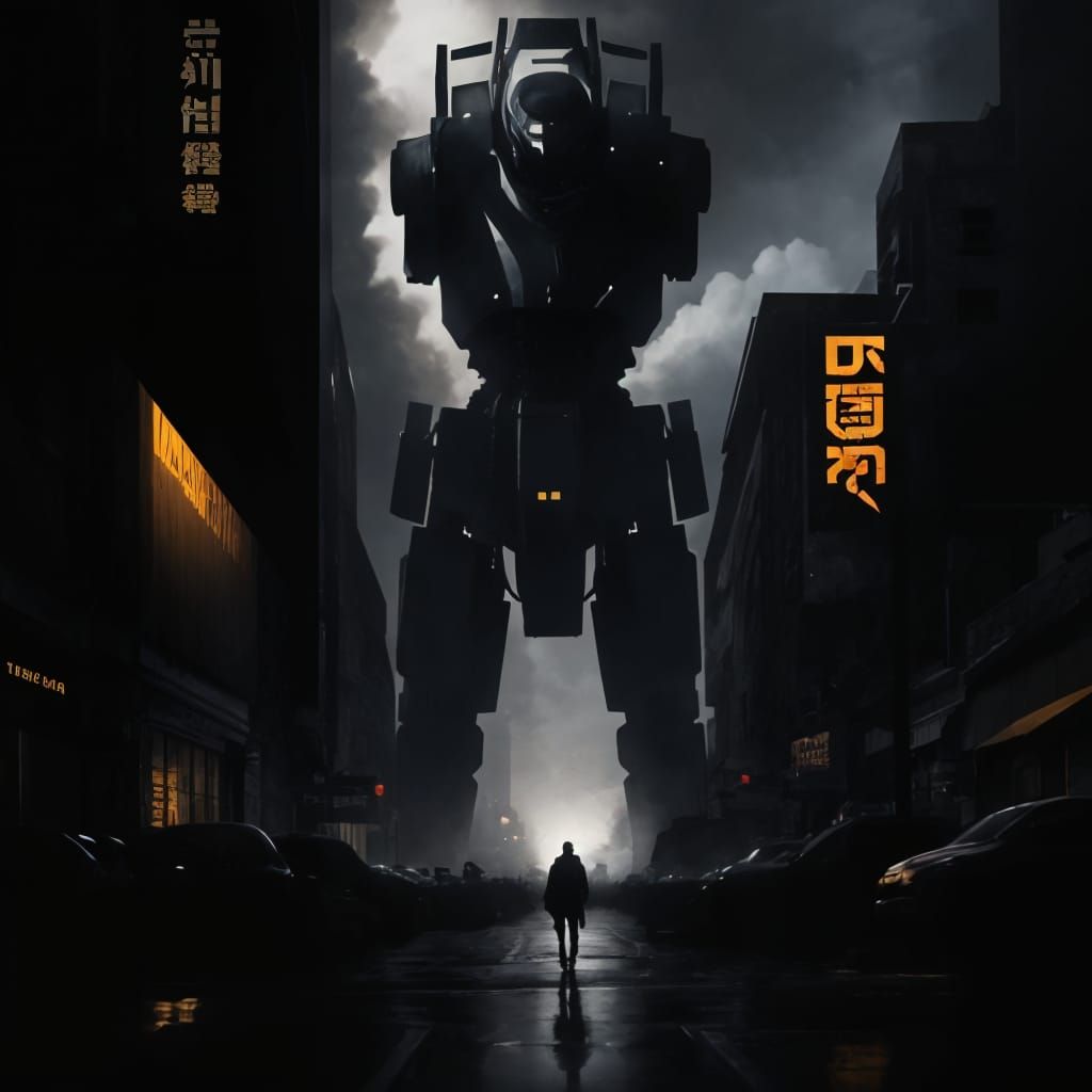 Noir Detective in Steampunk Sci-Fi City