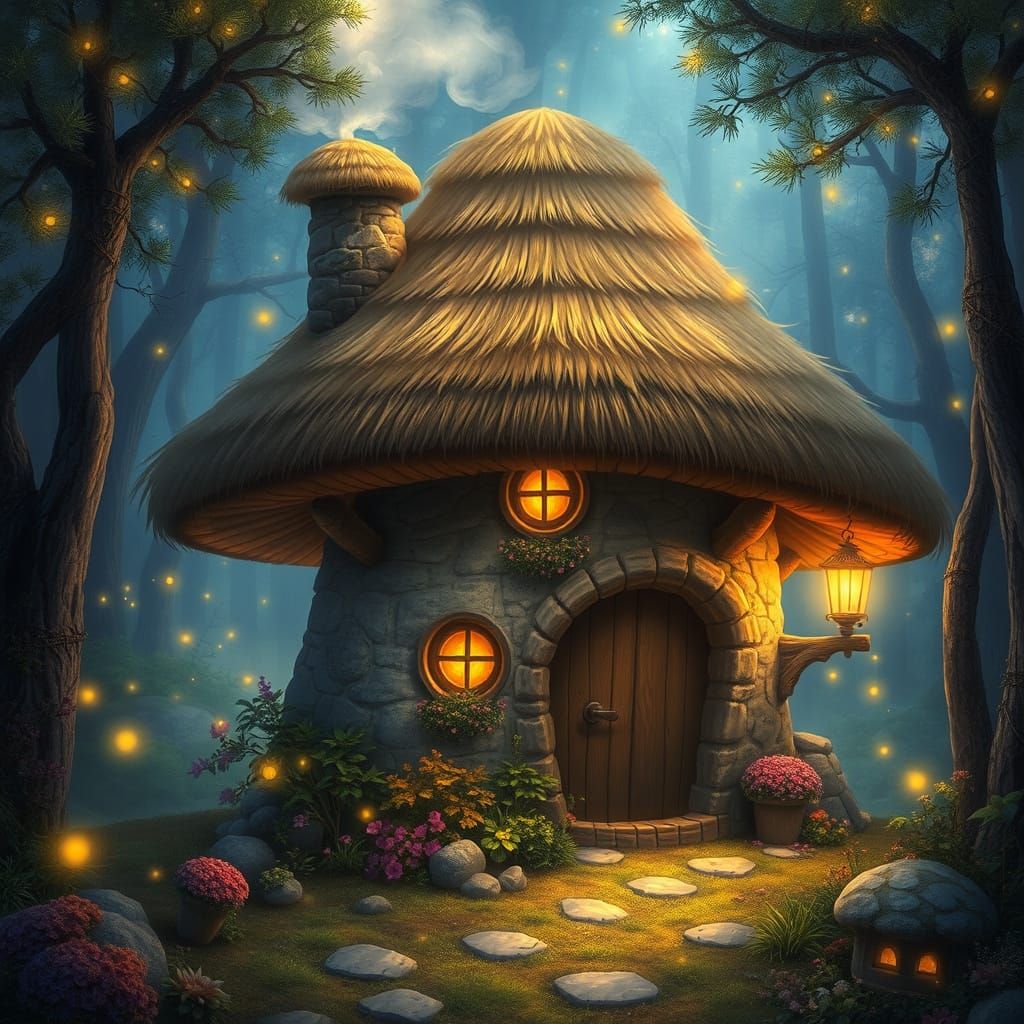 Whimsical Mushroom Cottage in Enchanted Forest