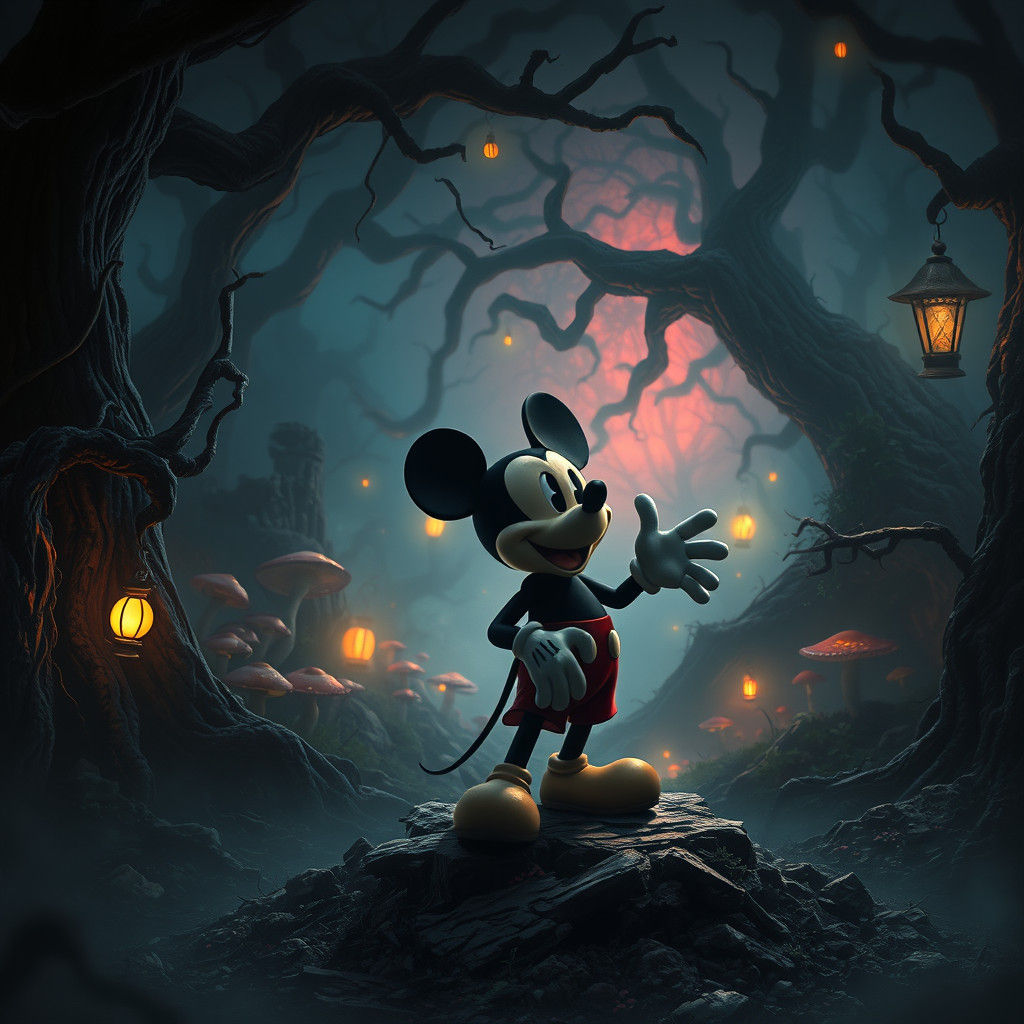 Mickey Mouse in Dark Mystical Realm, Matte Painting