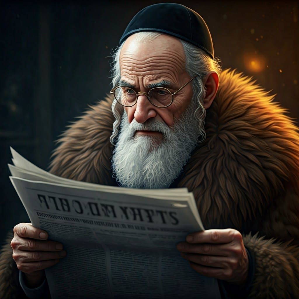 Elderly Man Reading Newspaper in Cinematic Style