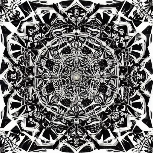 Regal Queen Portrait with Geometric Fractal Patterns