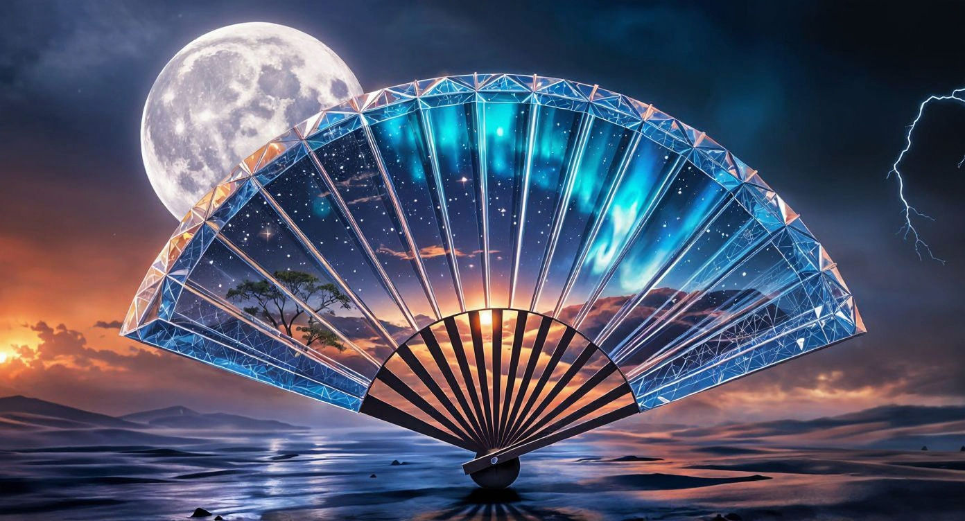 Glass Fan: Desert Aurora in Storm