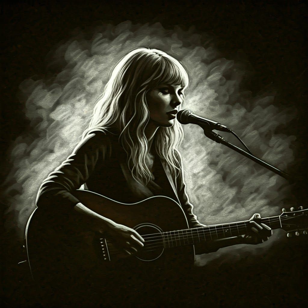 Taylor Swift Portrait in Vintage Ink Art Style