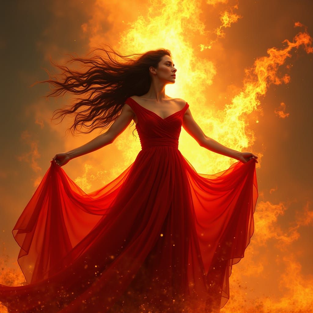 Woman in Flames: Dramatic Digital Art