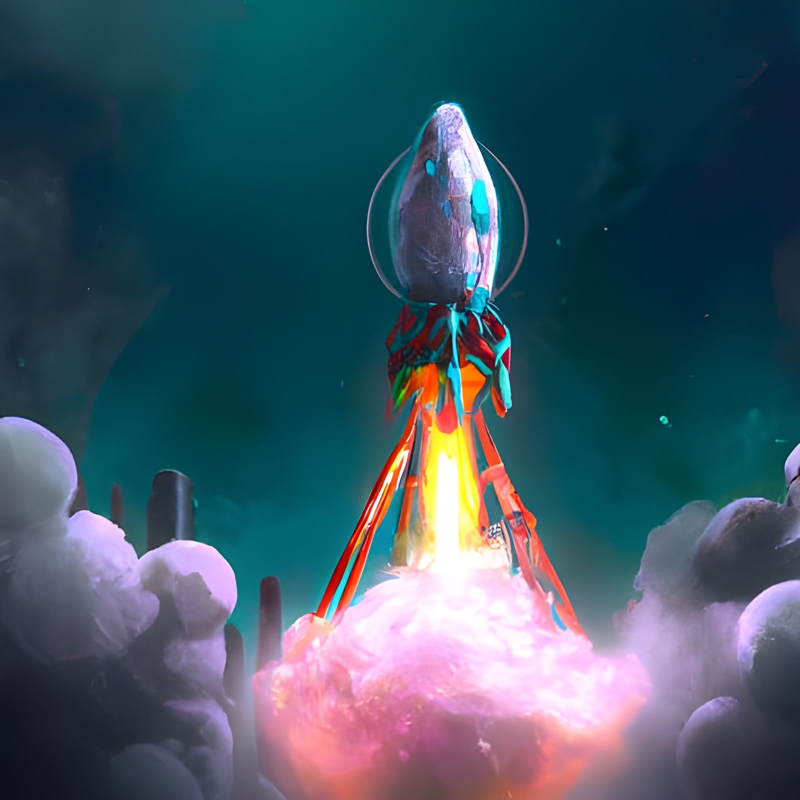 Rocketship Emerges in Explosive Dark Fantasy Scene