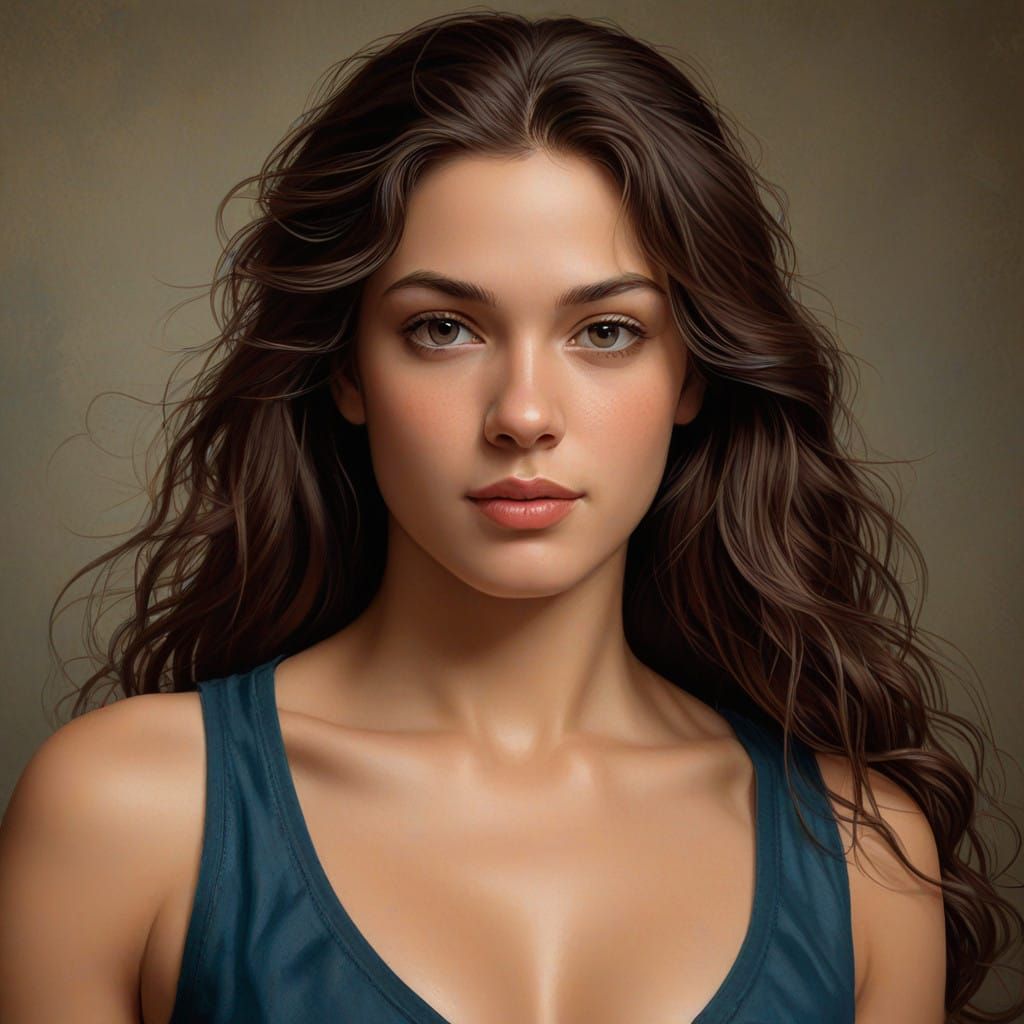 Woman in Elegance, Classic Digital Oil Painting