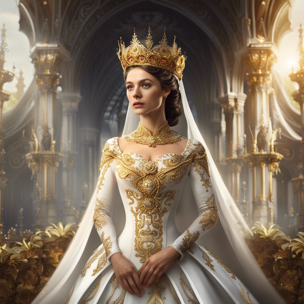 British Princess Portrait in Elaborate Wedding Gown