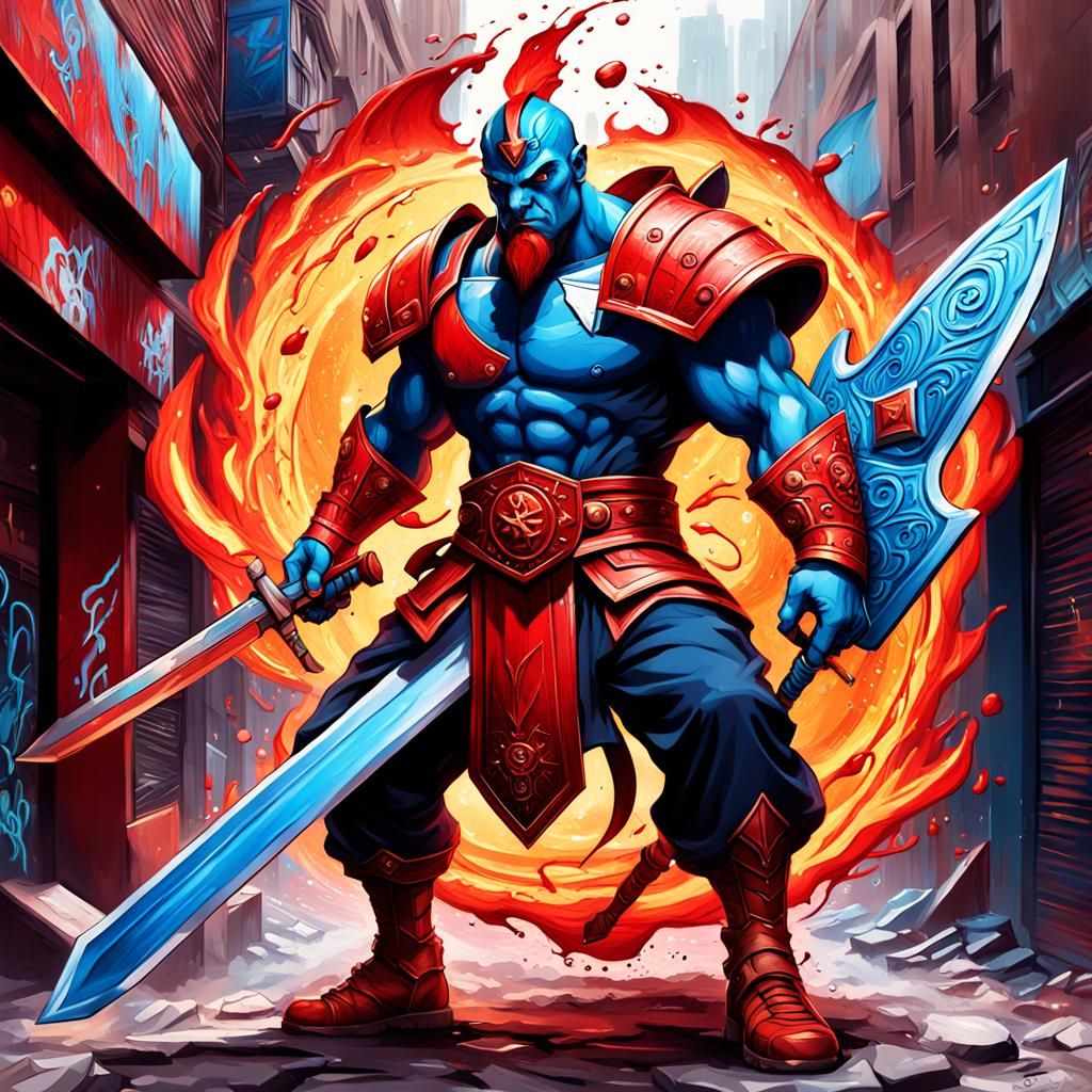 Aries Warrior in Astrological Graffiti Art