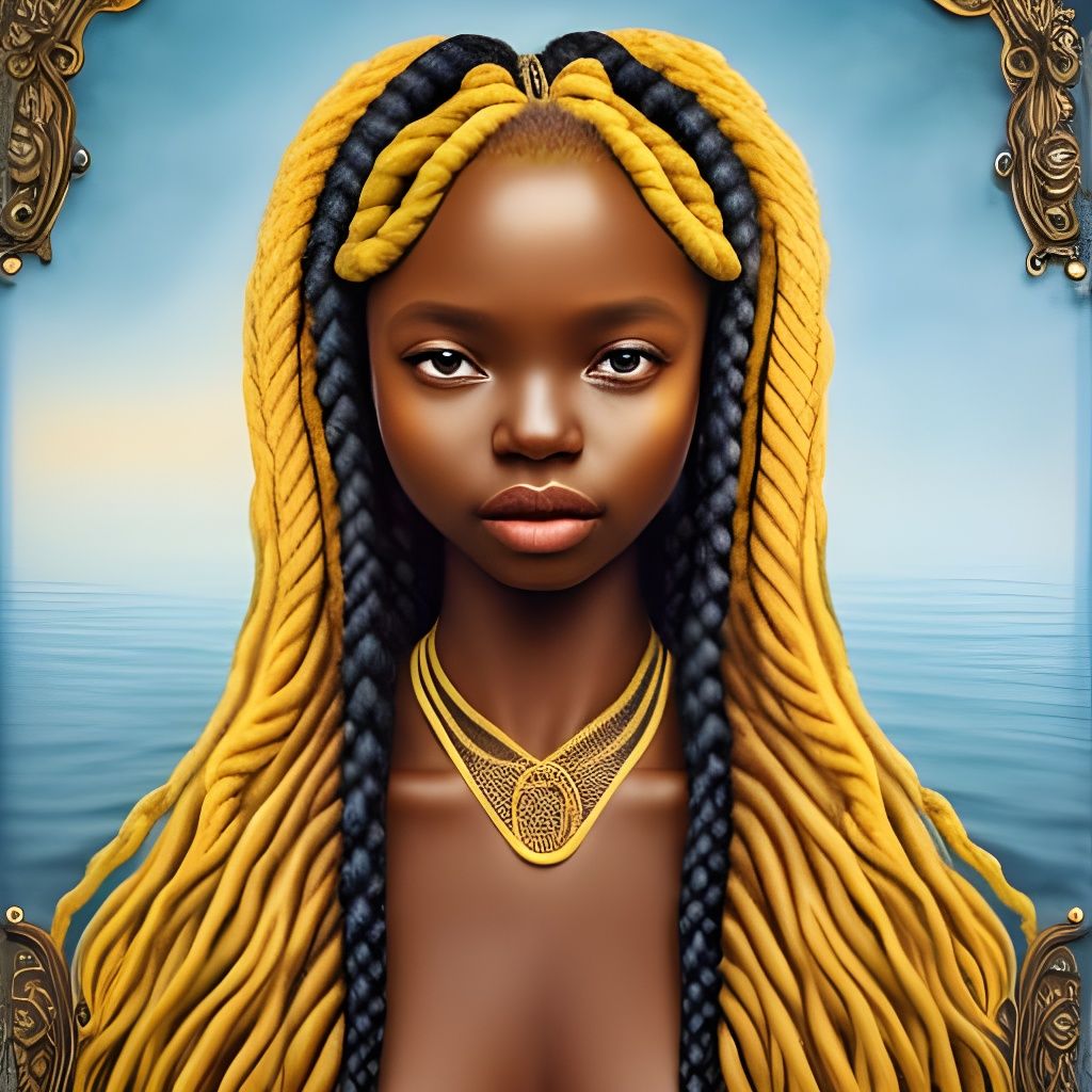 Xhosa Girl with Yellow Braids in Art Deco Frame