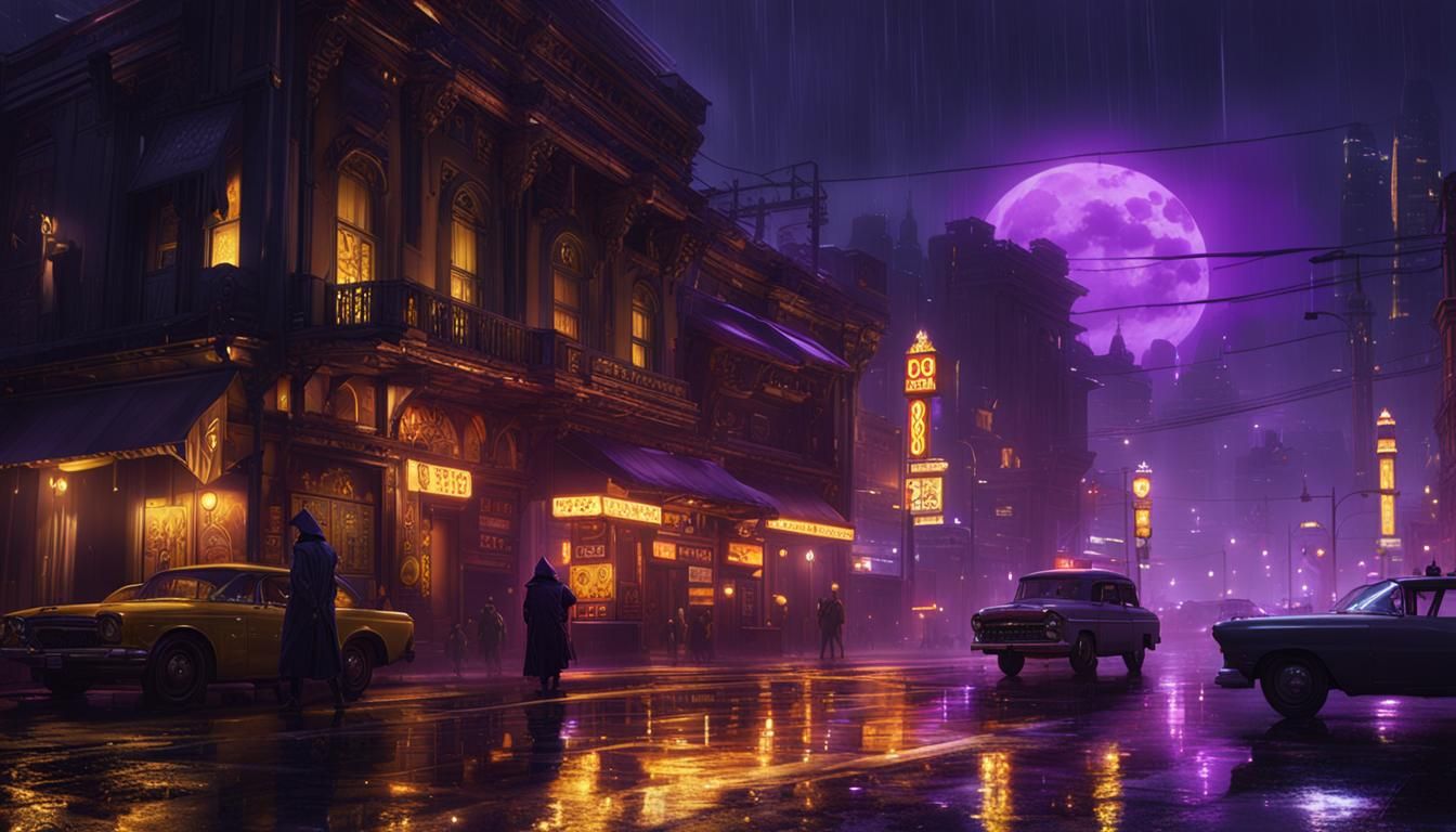 Rainy Night in Sin City: A Dark Fantasy Masterpiece