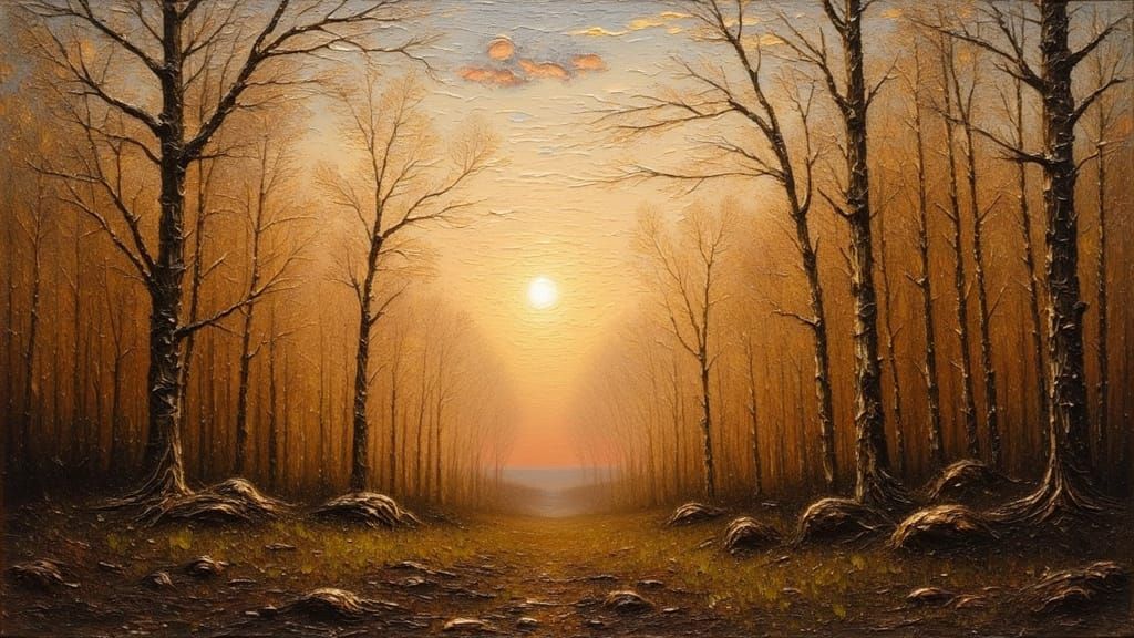 Surrealistic Sunset in a Danish Forest, à la Realist Style