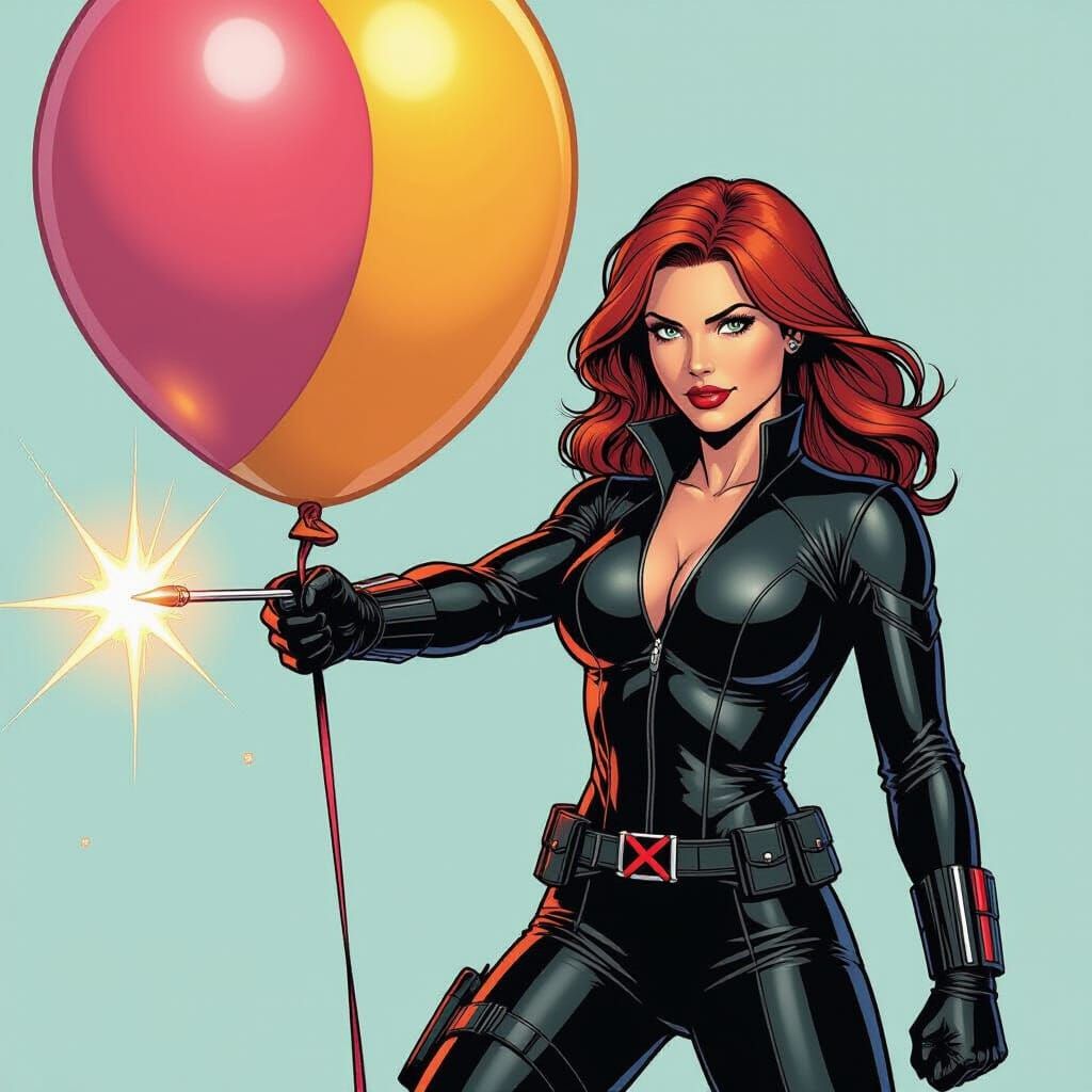 Black Widow's Birthday Surprise: Comic Book Art