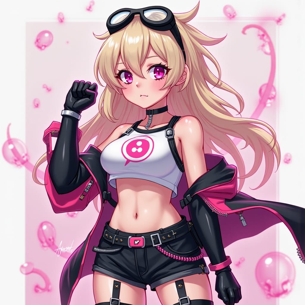 Anti-Hero Teenager with Pink-Tipped Hair in 3D Anime Style