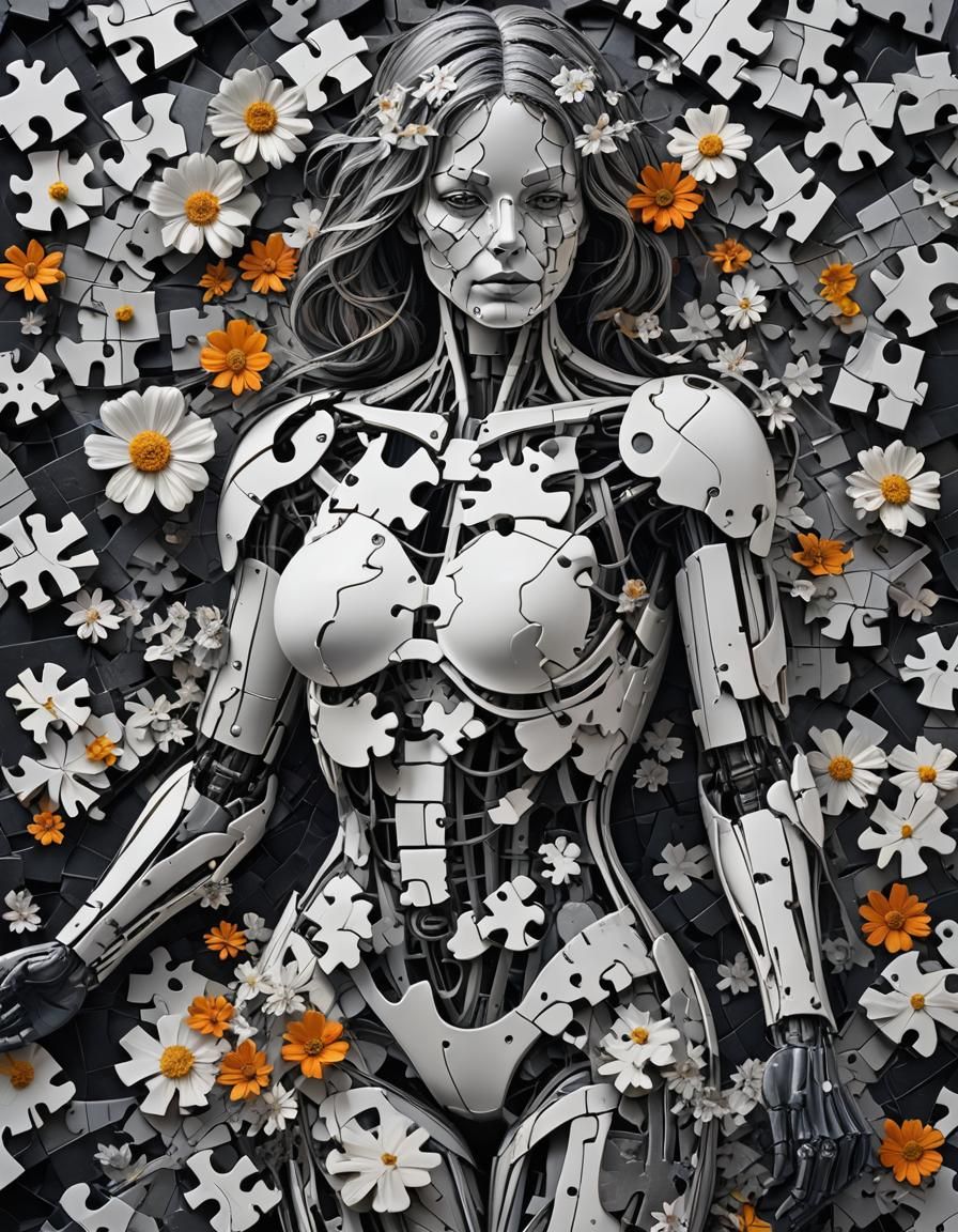 Surreal Female Form Puzzle Art in HDR Colors